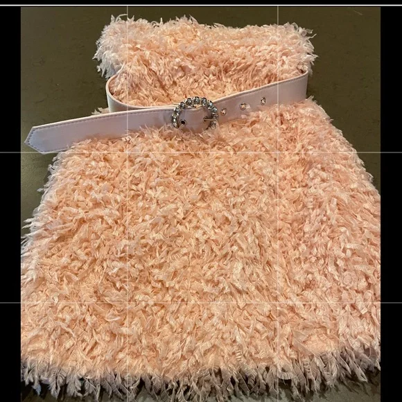 Forever 21 Dresses Pink Faux Fur Dress With Rhinestone Buckle